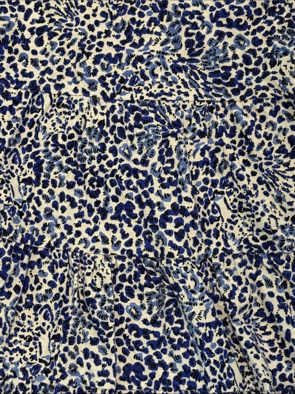 Lilly Pulitzer Blue and White Leopard-Print Tiered Flutter‎ Dress